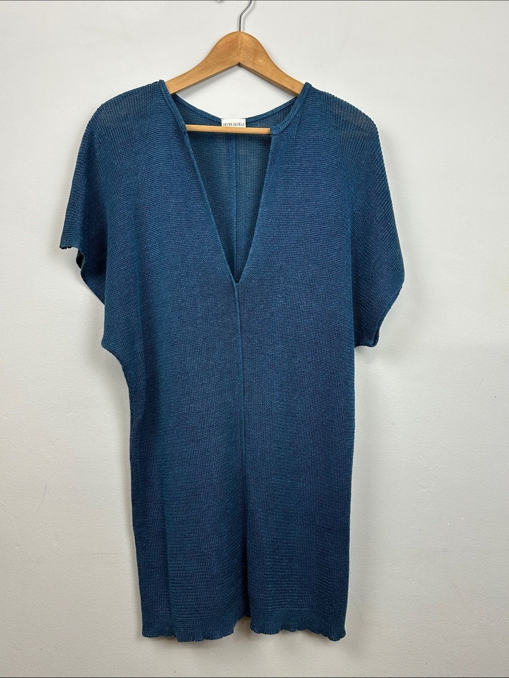 Vtg Henri Bendel Blue Knit Tunic